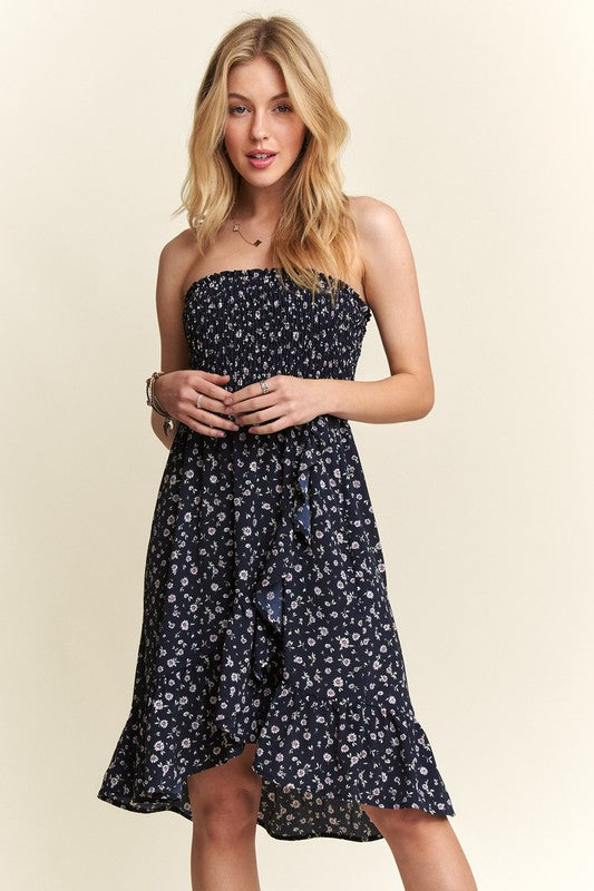 Hazel Blues® | ADORA Smocked Floral Tube Dress with Pockets