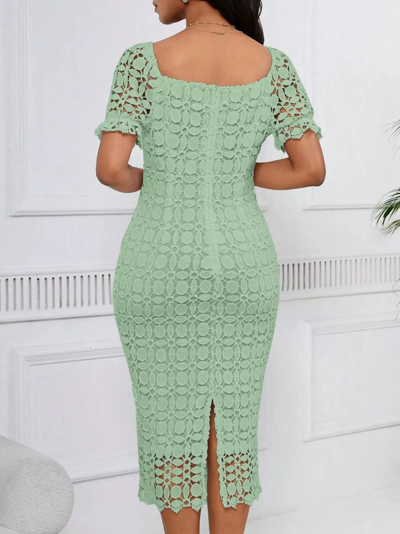 Hazel Blues® | Lace Short Sleeve Midi Dress