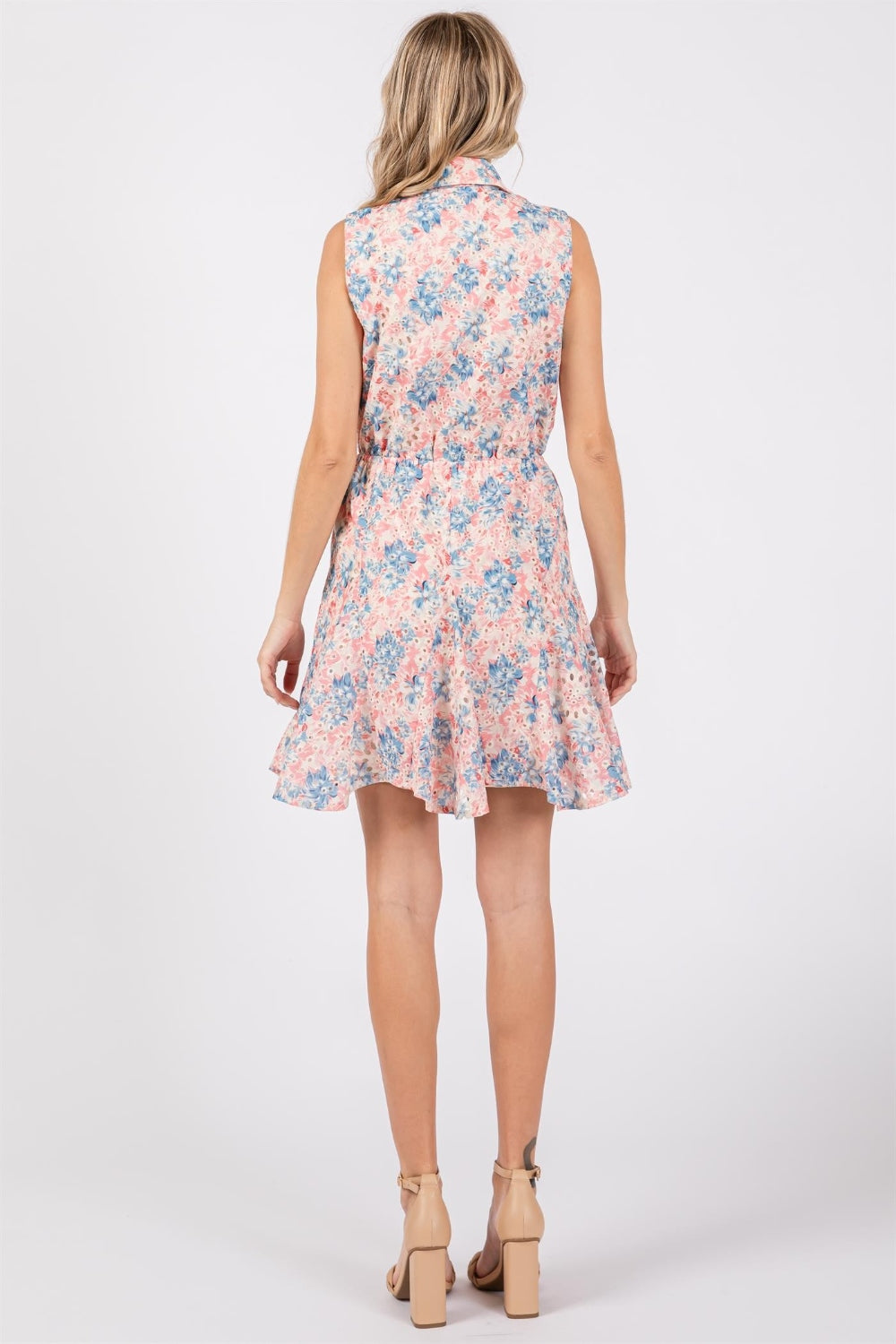 Hazel Blues® | GeeGee Floral Eyelet Sleeveless Mini Dress