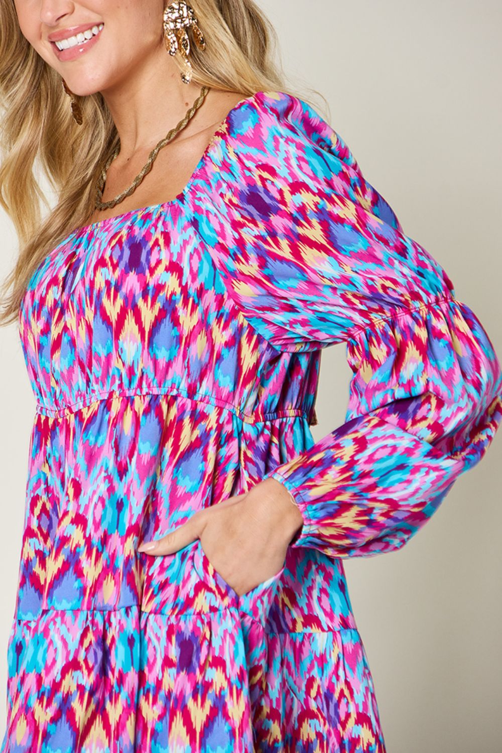Hazel Blues® | Double Take Printed Long Sleeve Dress