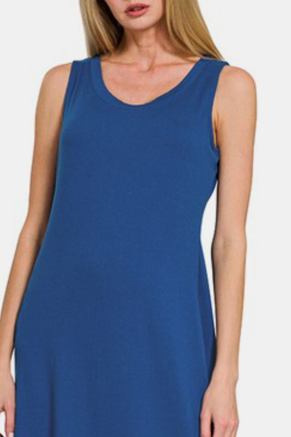 Hazel Blues® | Zenana Scoop Neck Wide Strap Tank Dress