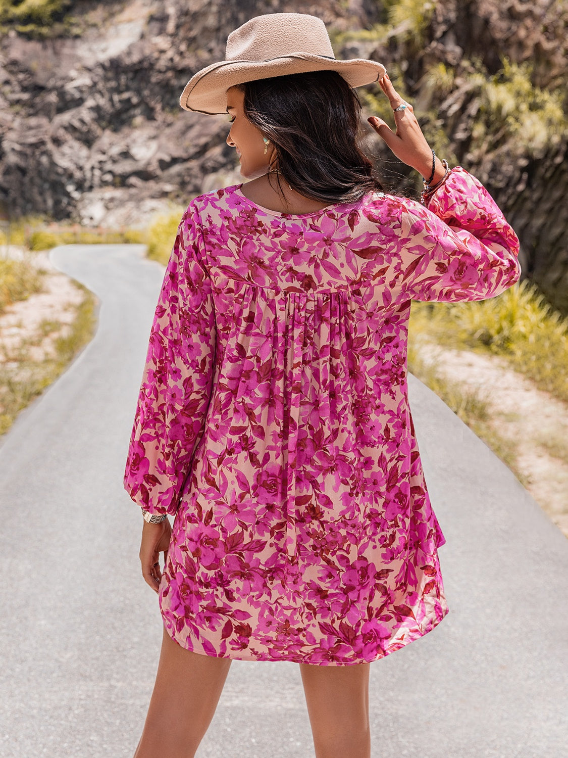 Hazel Blues® | Long Sleeve V-Neck Mini Dress