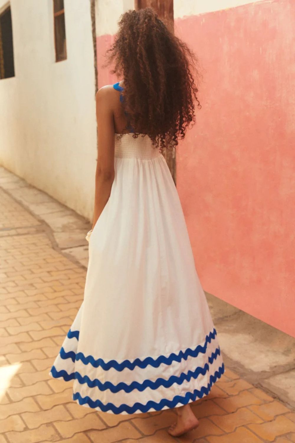 Hazel Blues® | Contrast Trim Square Neck Wide Strap Dress