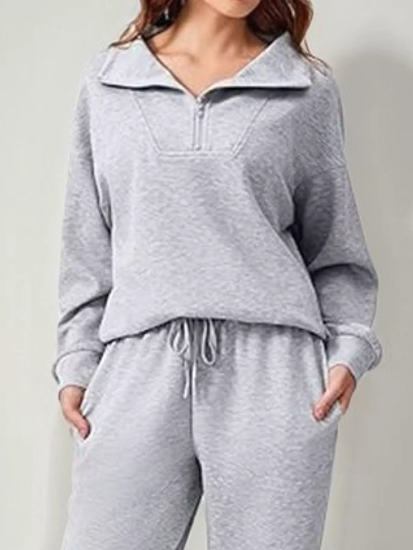 Hazel Blues® | Relaxed Fit Quarter-Zip Top and Pants Set