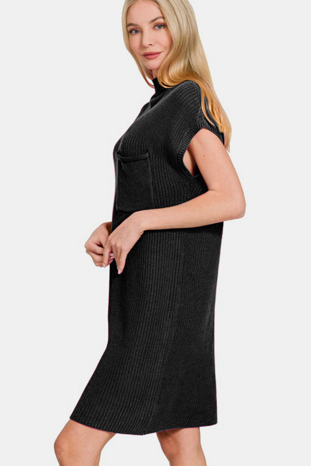 Hazel Blues® | Zenana Mock Neck Short Sleeve Sweater Dress