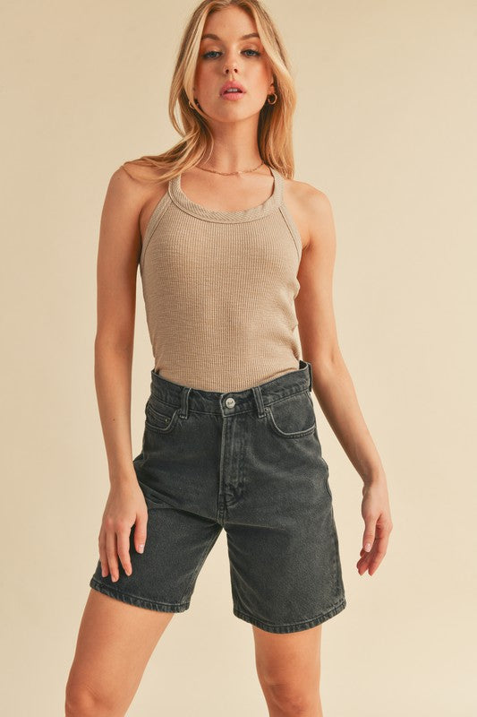 Hazel Blues® | Aemi + Co Scoop Neck Ribbed Tank