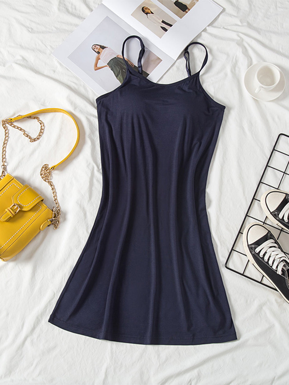 Hazel Blues® | Round Neck Spaghetti Strap Cami Dress with Bra