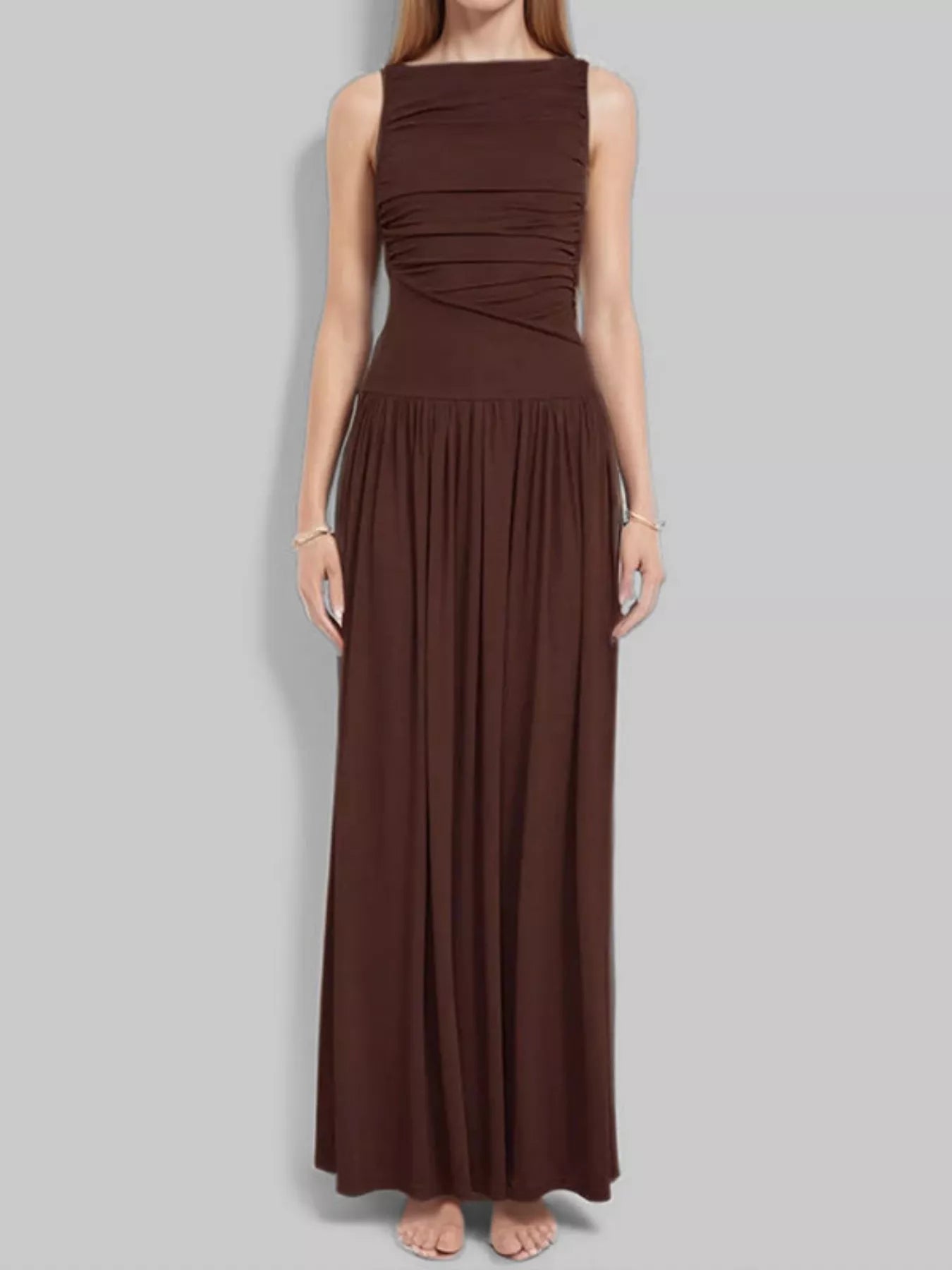 Hazel Blues® | Ruched Sleeveless Maxi Dress
