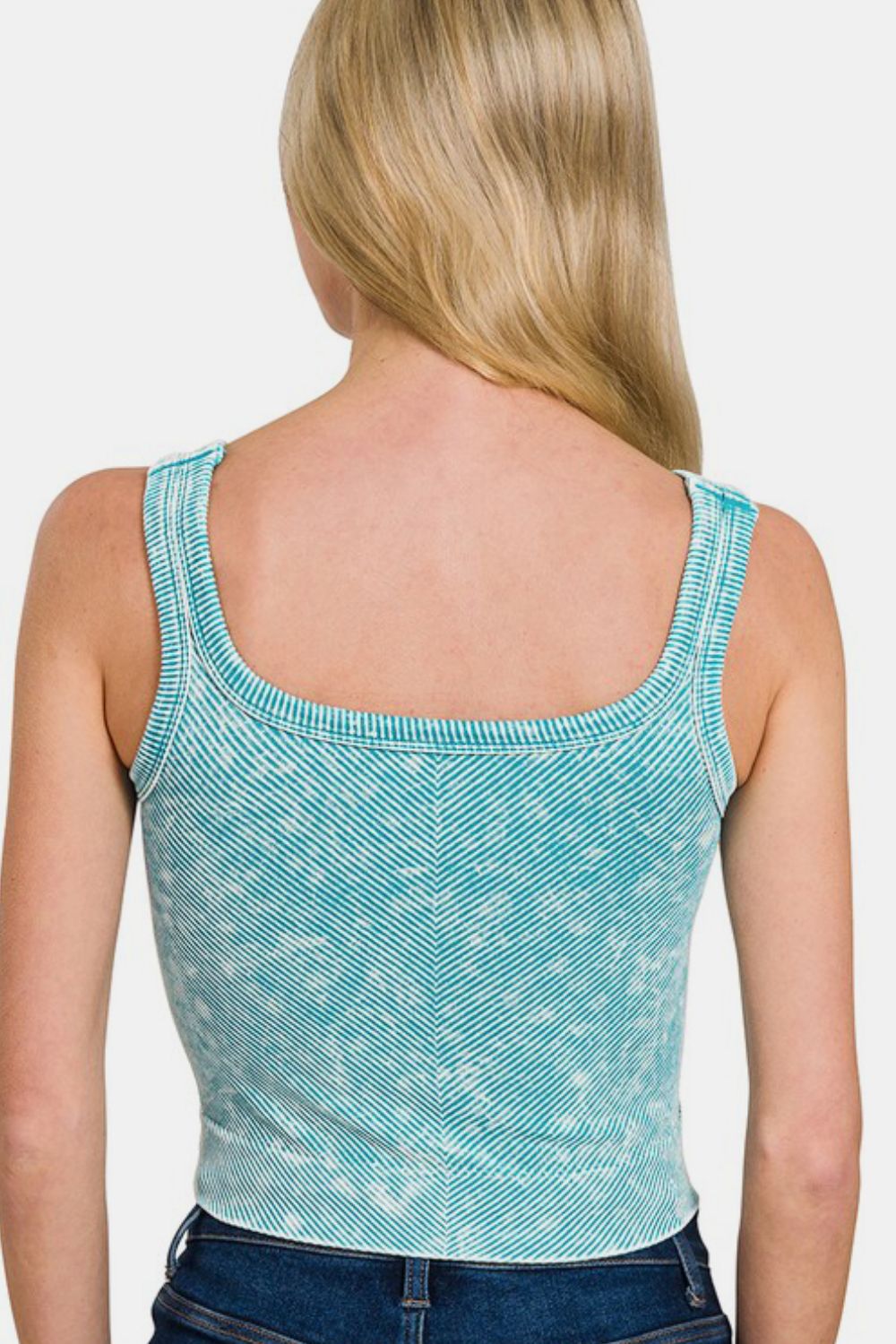Hazel Blues® | Zenana Washed Ribbed Scoop Neck Wide Strap Tank