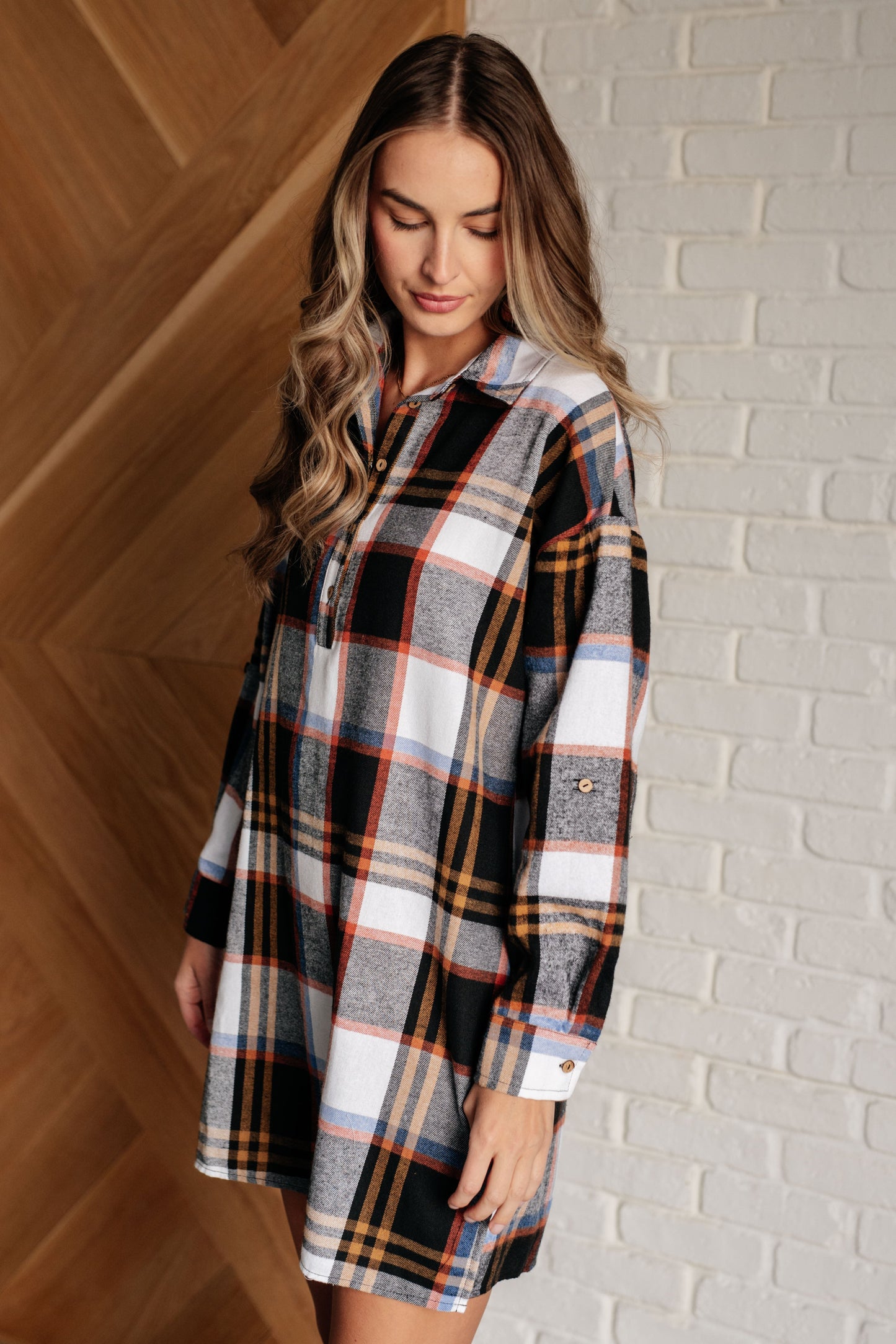 Hazel Blues® | Make it Right Plaid Shirt Dress