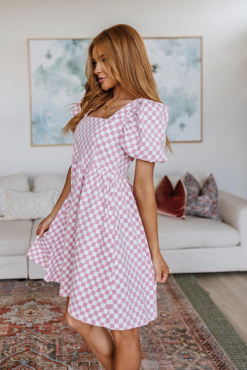 Hazel Blues® | The Moment Checkered Babydoll Dress