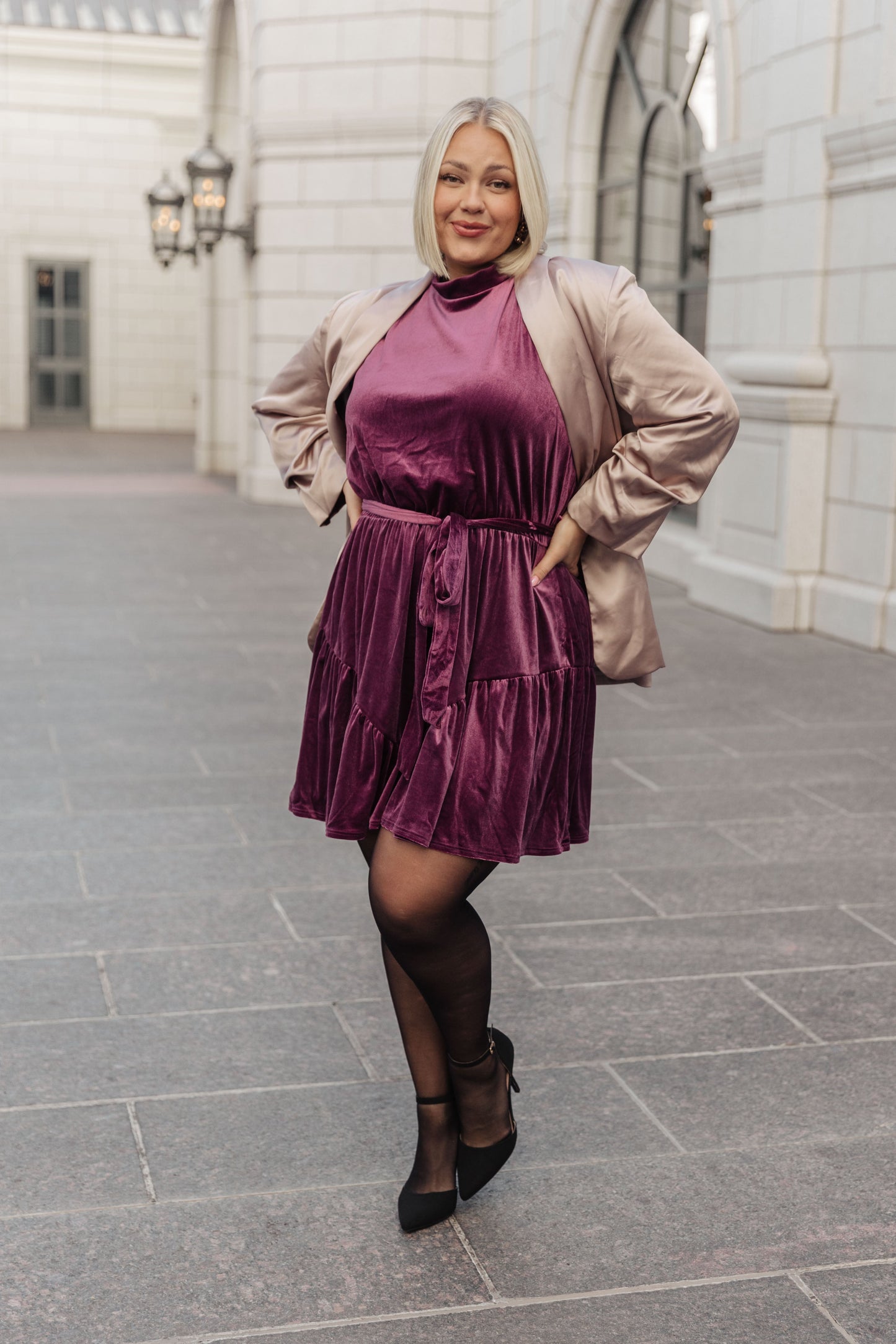 Hazel Blues® | Tied In A Bow Velvet Dress