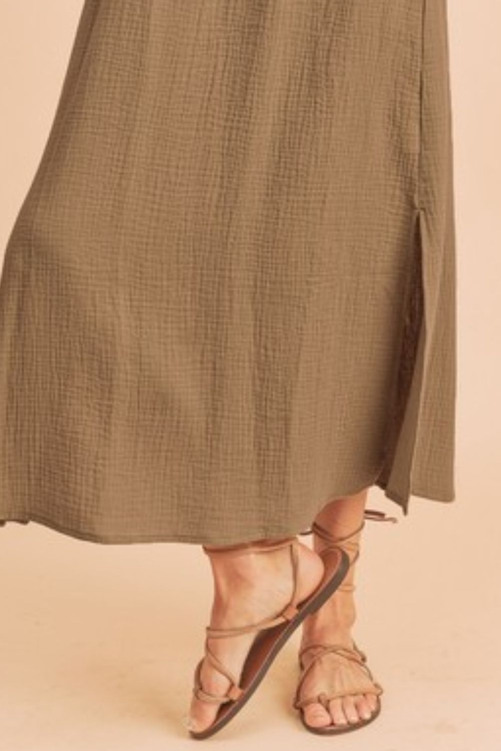 Hazel Blues® | Aemi + Co Side Slit Round Neck Sleeveless Tank Dress
