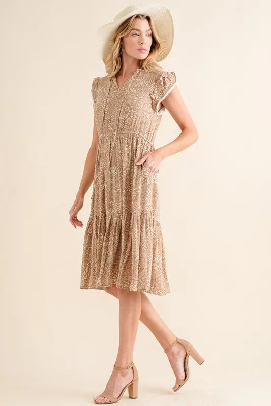Hazel Blues® | And The Why Boho Printed Tiered Maxi Dress