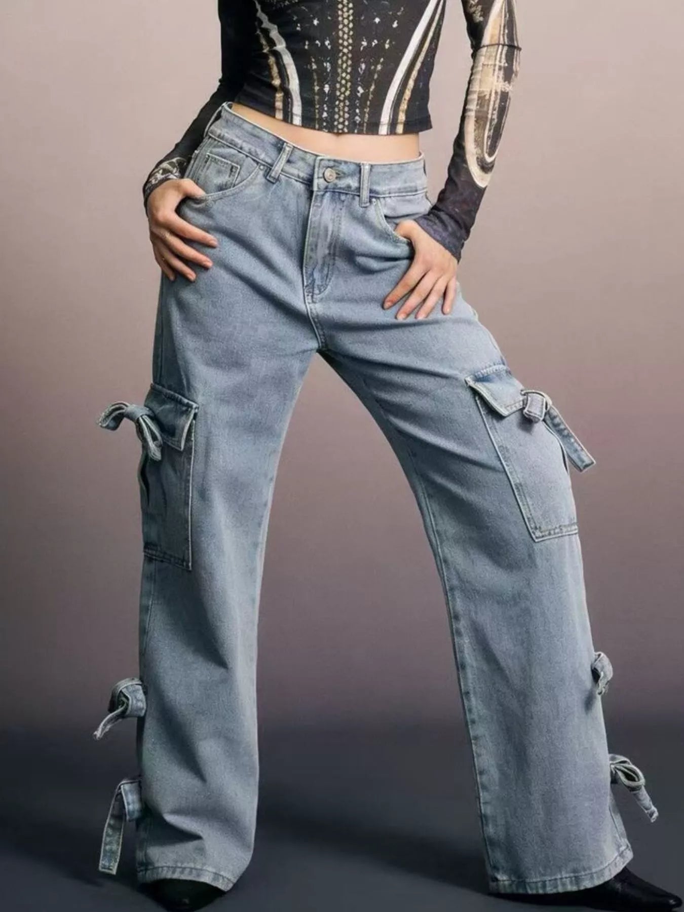 Hazel Blues® | Bow Wide Leg Jeans