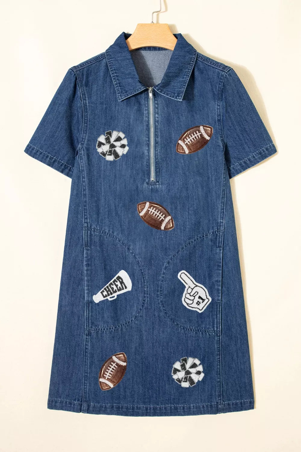 Blue Jean Baby Dress | Denim Sequin Patchwork Dress