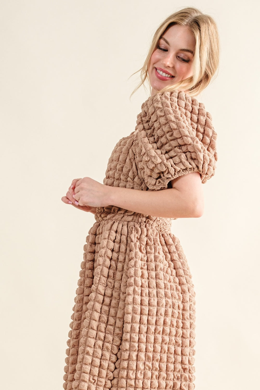 Hazel Blues® | And The Why Square Neck Puff Sleeve Dress