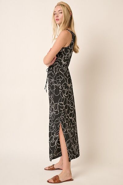 Hazel Blues® | Mittoshop Side Slit Flower Print V-Neck Sleeveless Dress