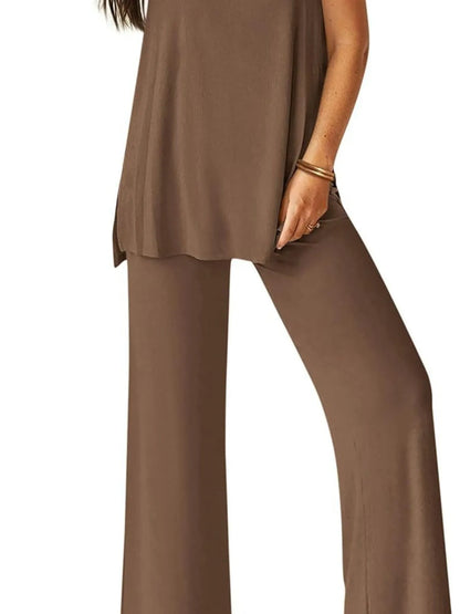 Hazel Blues® |  Round Neck Tank and Pants Set
