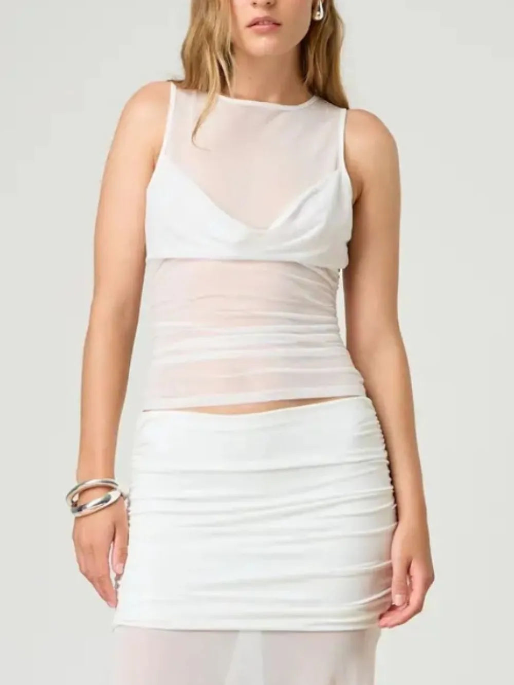 Hazel Blues® |  Ruched Round Neck Tank
