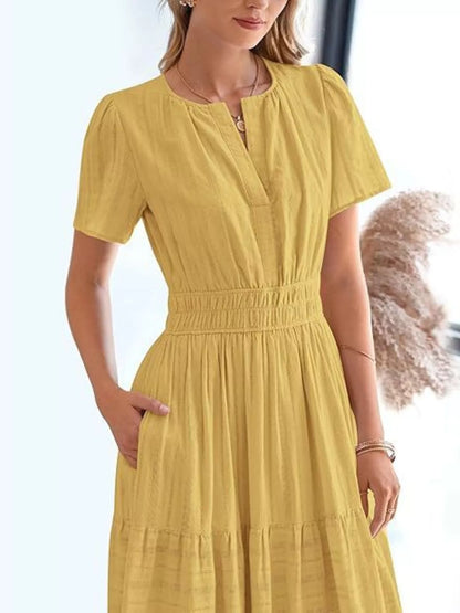 Hazel Blues® | Short Sleeve Tiered Midi Dress