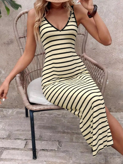 Hazel Blues® |  Striped Bodycon Knit Midi Dress