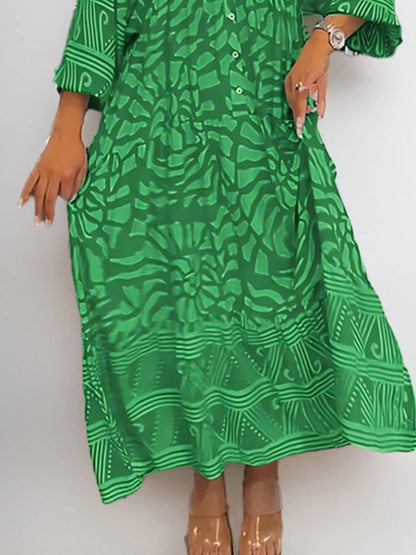 Hazel Blues® |  Printed Button Front Midi Dress