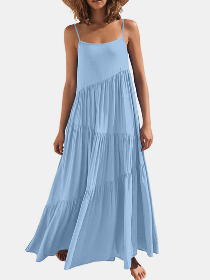 Hazel Blues® |  Ruched Tiered Spaghetti Strap Dress