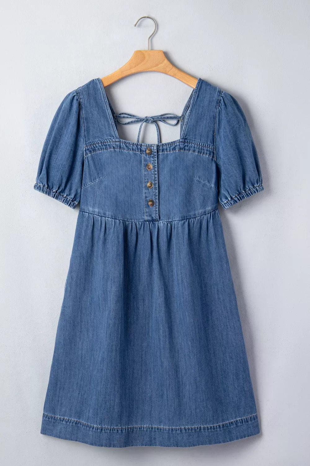 Hazel Blues® |  Button-Front Puff Sleeve Denim Dress