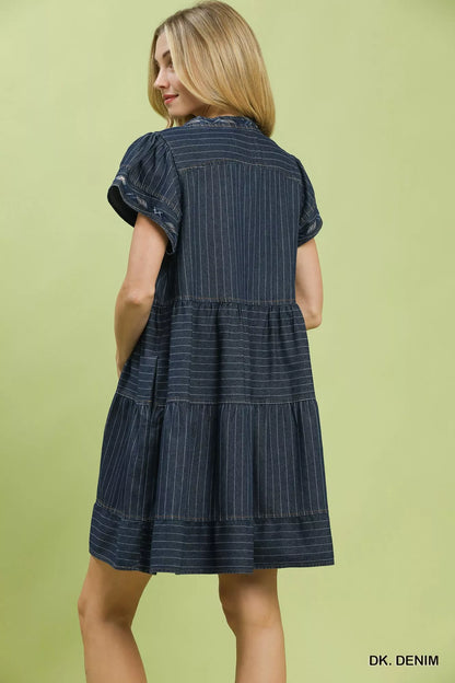 Hazel Blues® |  Umgee Chambray Tiered Babydoll Dress