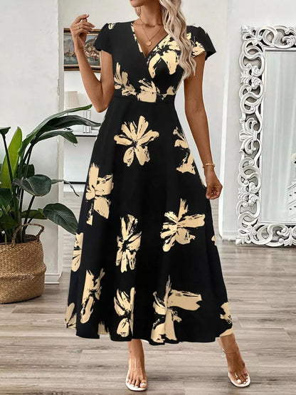 Hazel Blues® |  Surplice Cap Sleeve Midi Dress
