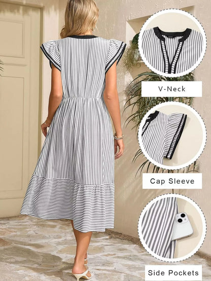 Ruffle Romance Dress | Ruffle Striped Dress