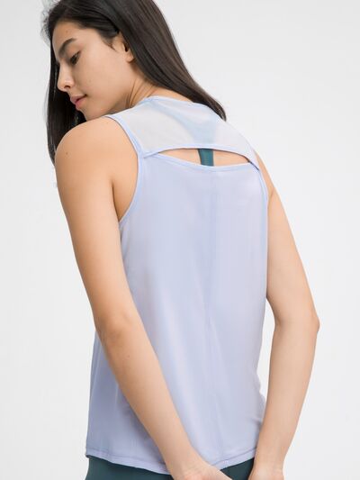 Hazel Blues® |  Millennia Cutout Back Round Neck Active Tank