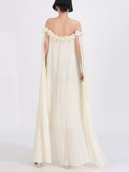 Hazel Blues® |  Off-Shoulder Floral Pleated Maxi Dress