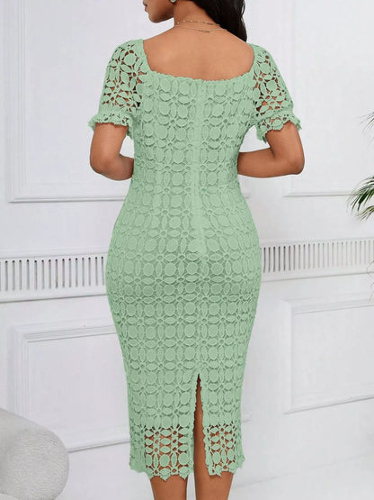 Hazel Blues® |  Lace Short Sleeve Midi Dress