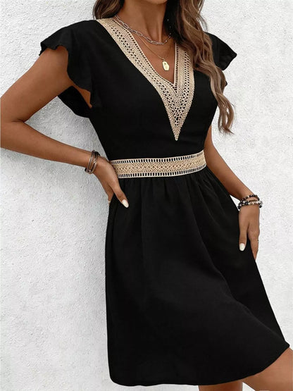 Hazel Blues® |  V-Neck Ruffle Sleeve Mini Dress