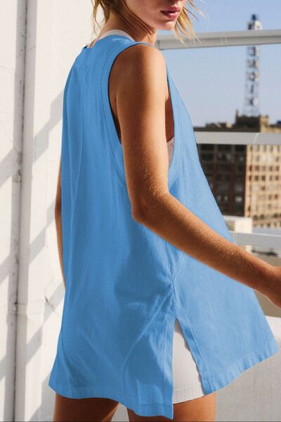 Hazel Blues® |  Side Slit V-Neck Tank