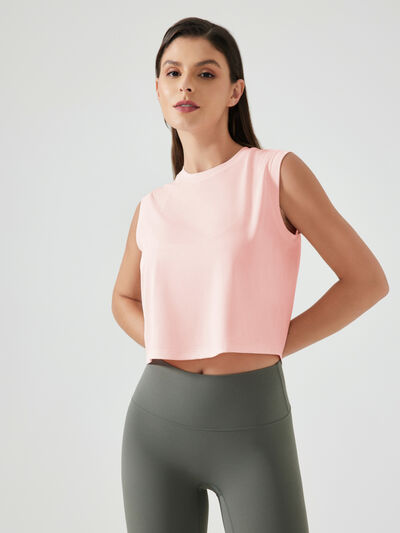 Hazel Blues® |  Millennia Round Neck Cropped Active Tank