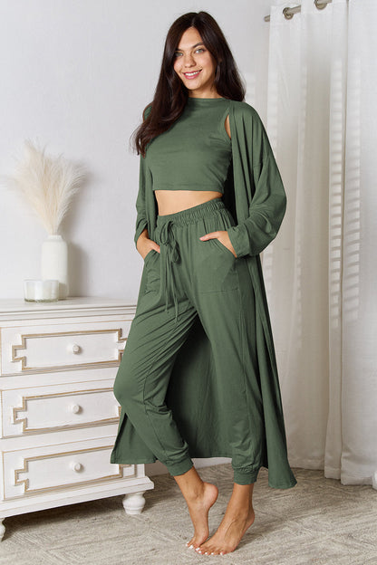 Hazel Blues® |  Tank, Pants, and Cardigan Set with Pockets