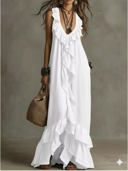 Hazel Blues® |  Ruffled Sleeveless Maxi Dress