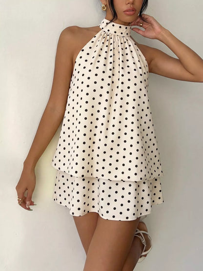 Hazel Blues® |  Polka Dot Halter Neck Mini Dress
