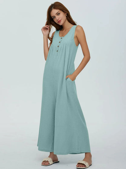 Hazel Blues® |  Sleeveless Wide Leg Jumpsuit
