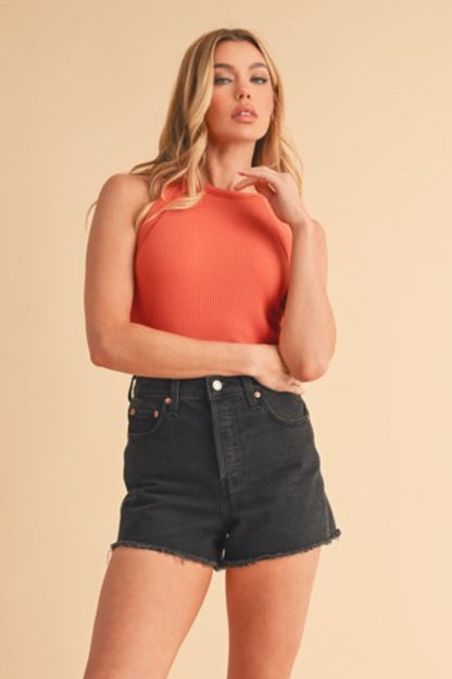 Hazel Blues® |  Aemi + Co Ribbed Round Neck Tank