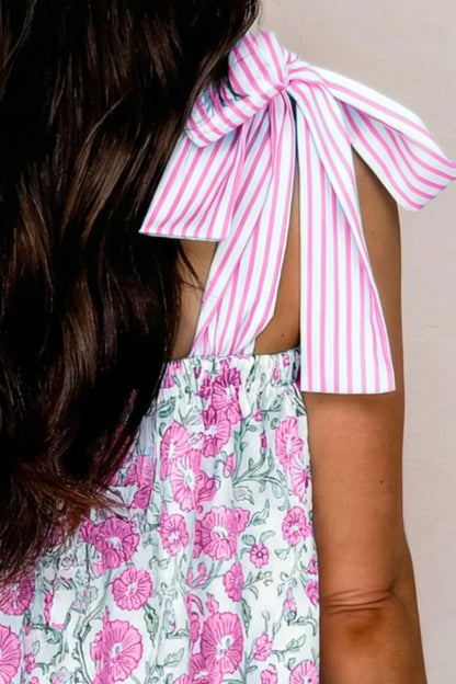 Hazel Blues® |  Floral Print Tie-Shoulder Mini Dress