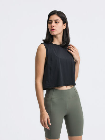Hazel Blues® |  Millennia Round Neck Cropped Active Tank