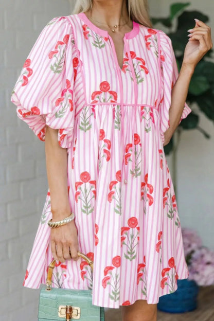 Hazel Blues® |  Striped Floral Print Mini Dress