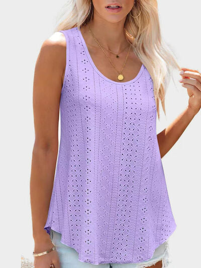 Hazel Blues® |  Florira Eyelet Round Neck Tank