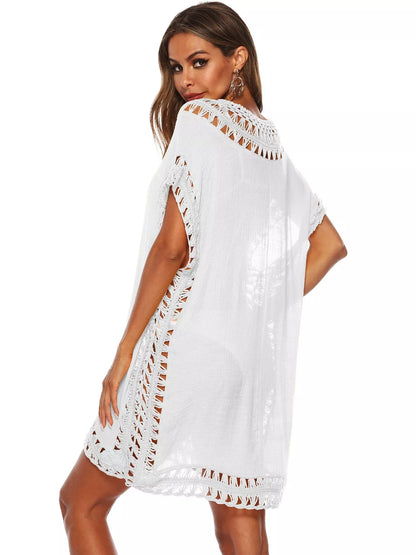 Hazel Blues® |  Crochet Trim V-Neck Cover-Up Dress