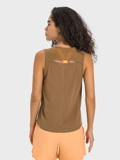 Hazel Blues® |  Millennia Cutout Back Round Neck Active Tank
