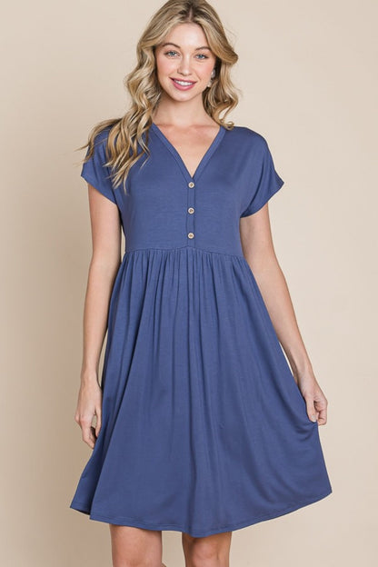 Hazel Blues® |  BOMBOM V-Neck Short Sleeve Dress